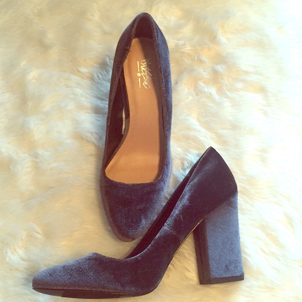 Velvet Chunky Heels